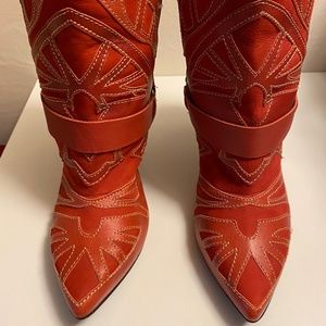 Brazilian leather and suede red boots